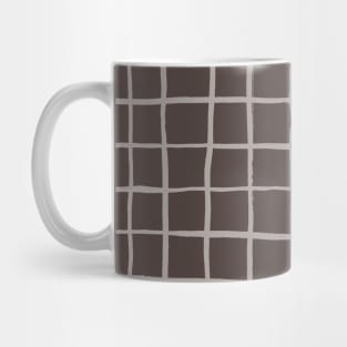 Handmade grid check brown chocolate Mug